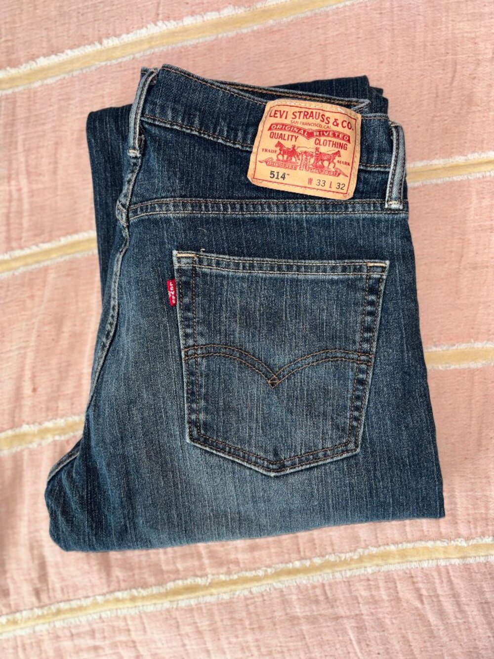 Levi’s 514 Straight Fit Jeans Dark Wash Denim 33x32 Like New Condition